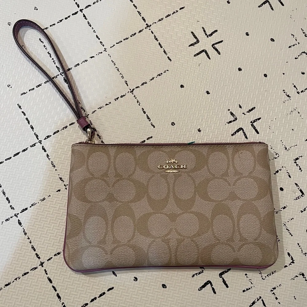 Coach Corner Zip Wristlet‎ In Signature Canvas